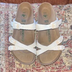 Birkenstock Franca Rivet Logo Ladies Vegan Sandals Eggshell Size 37